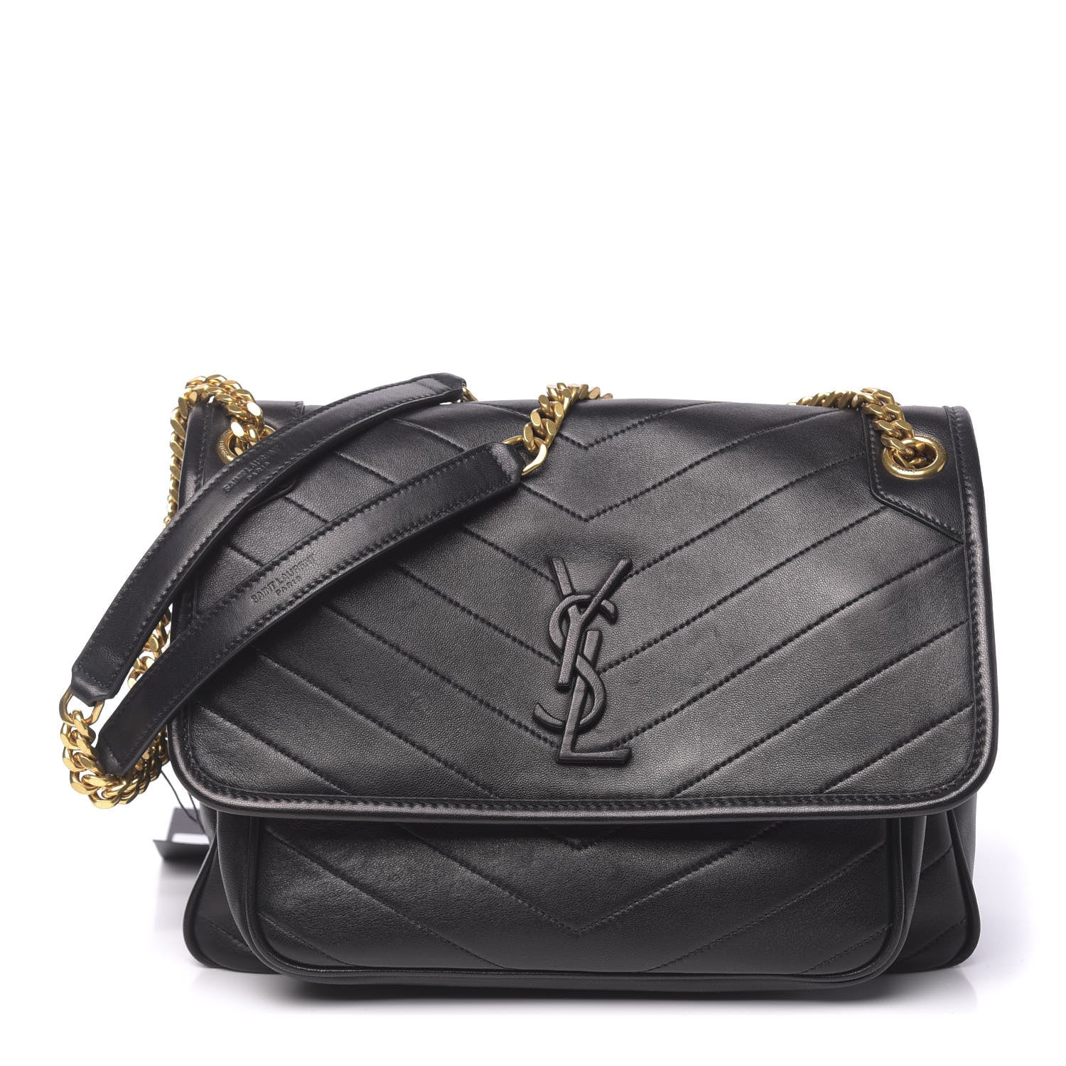 Saint Laurent Lambskin Matelasse Monogram Medium Niki Chain Satchel Black 1 of 9