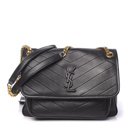 Saint Laurent Lambskin Matelasse Monogram Medium Niki Chain Satchel Black 1 of 9