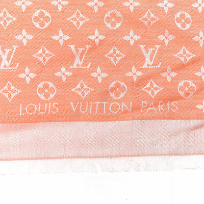 Louis Vuitton Wool Silk Monogram Denim Shawl Piment 2 of 3