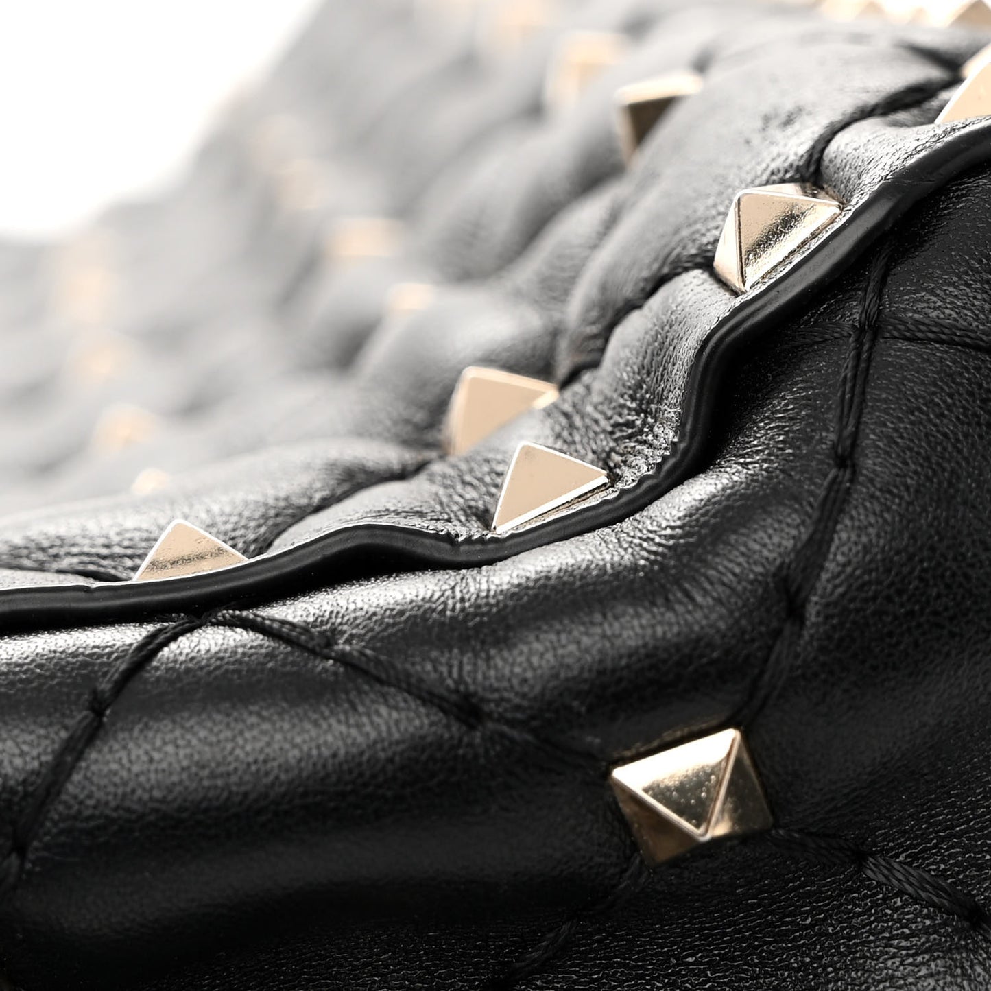 Lambskin VLTN Print Medium Rockstud Spike Shoulder Bag Black