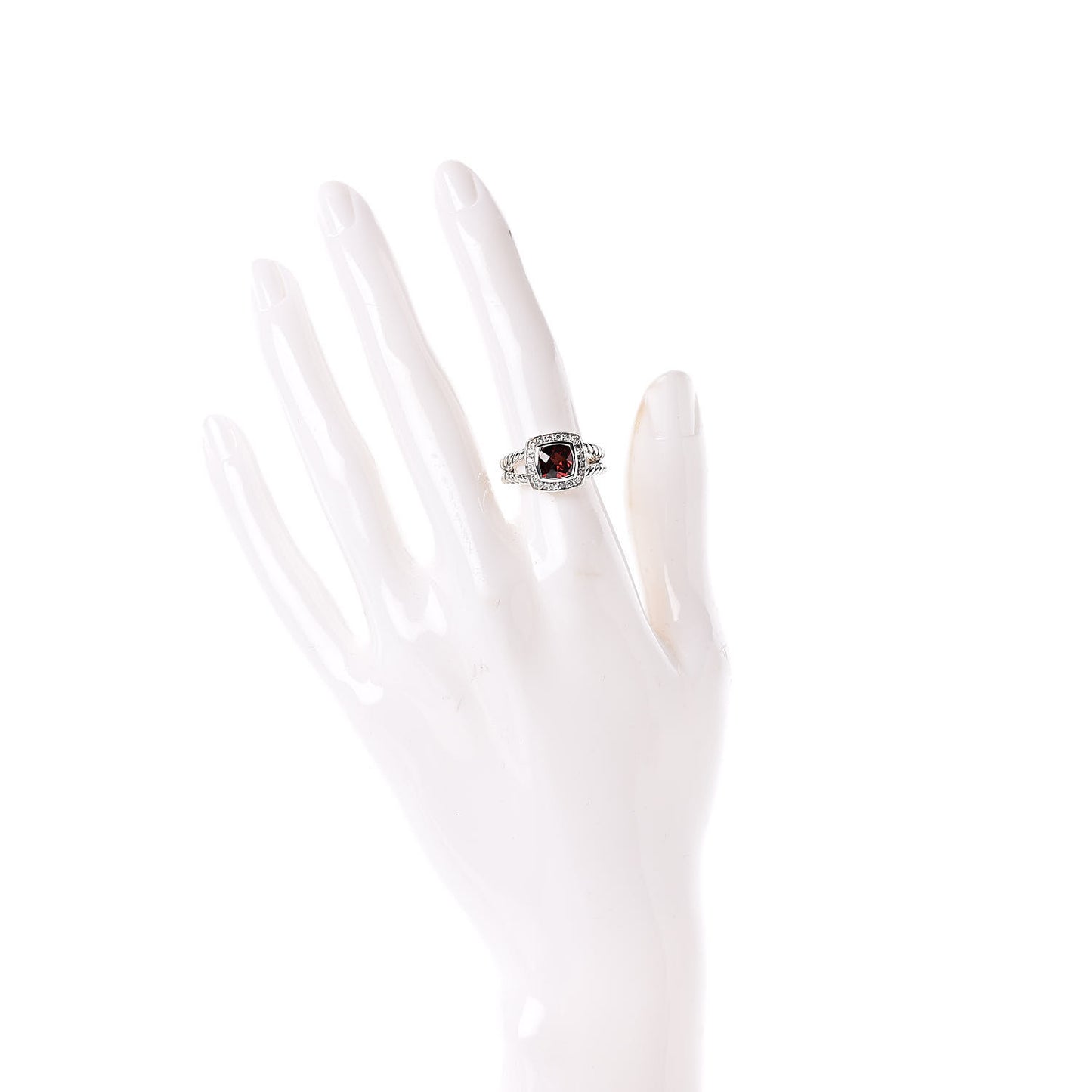 Sterling Silver Diamond Garnet 7mm Petite Albion Ring 49 5