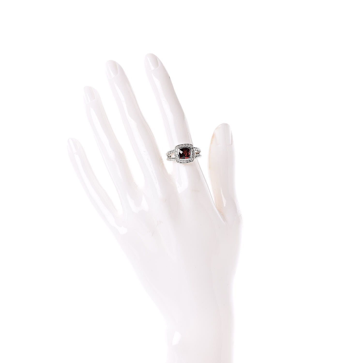 David Yurman Sterling Silver Diamond Garnet 7mm Petite Albion Ring 49 5 3 of 13