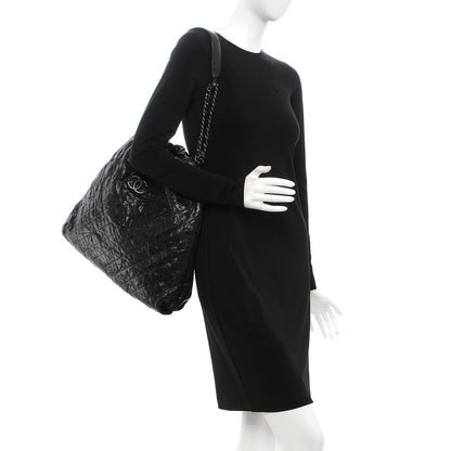 Chanel Distressed Glazed Caviar Quilted Large Elastic Tote Black 2 of 8