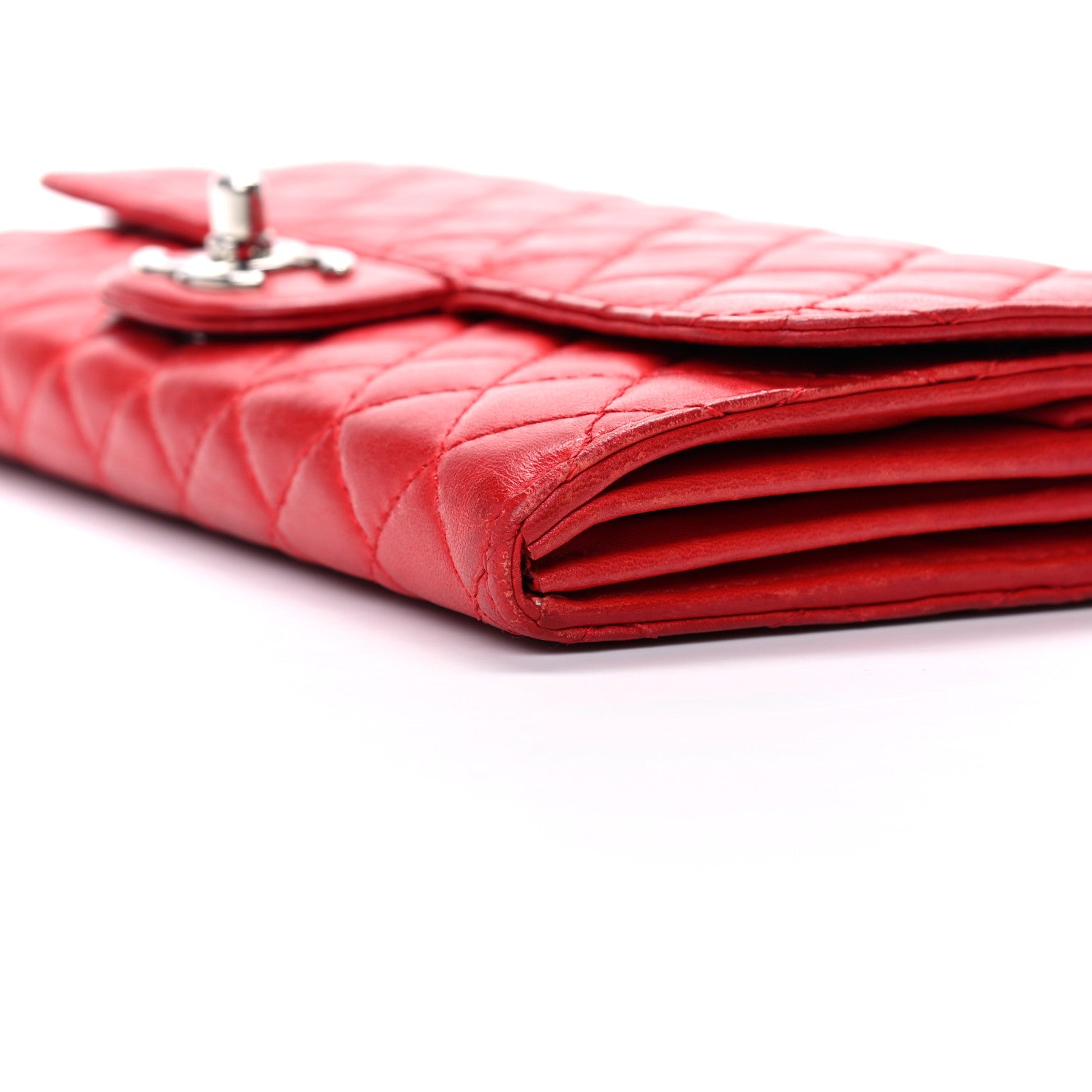 Chanel Lambskin Quilted East West Flap Clutch Red 9 of 16