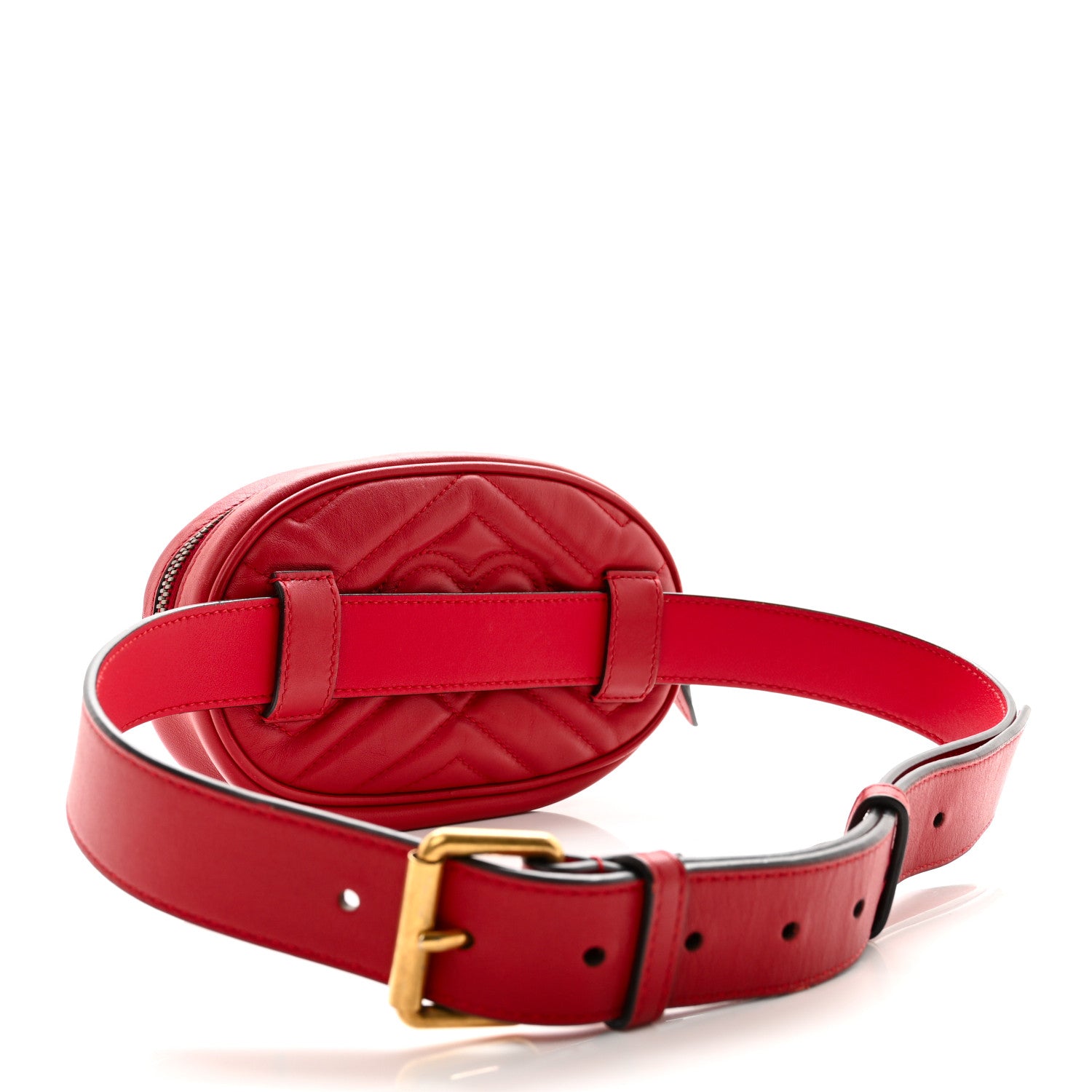Gucci Calfskin Matelasse GG Marmont Belt Bag 85 34 Hibiscus Red 3 of 13
