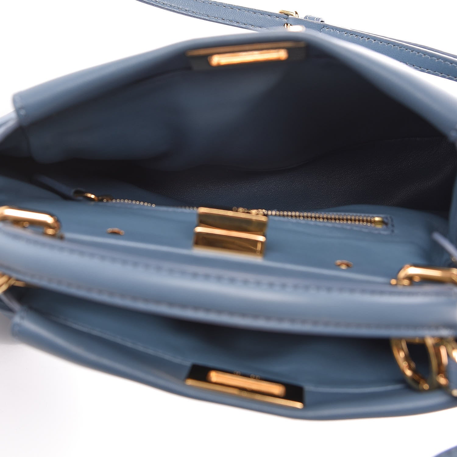 Fendi Nappa Mini Peekaboo Iconic Satchel Blue 5 of 15