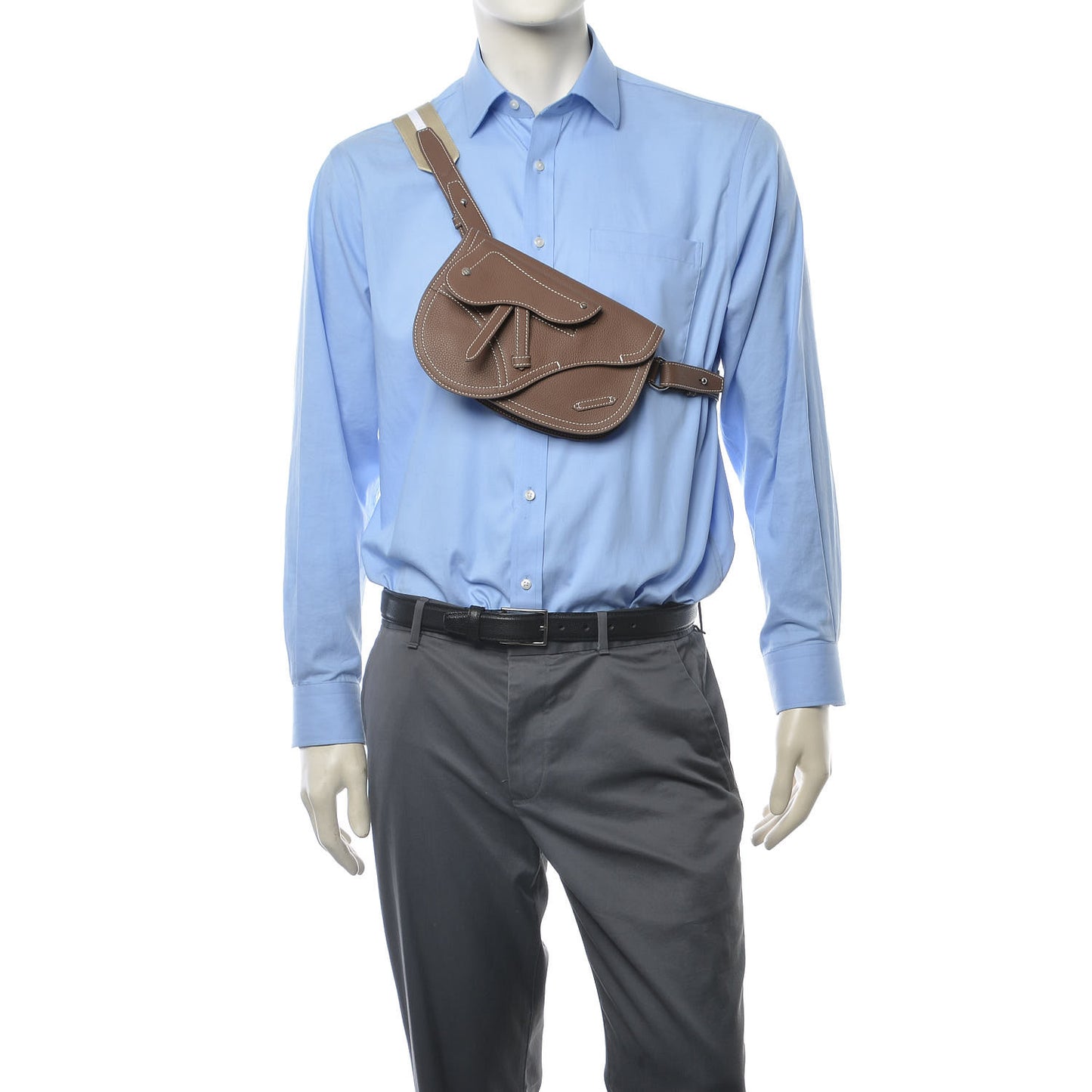 X KAWS Grained Calfskin Saddle Pouch Marron Multicolor