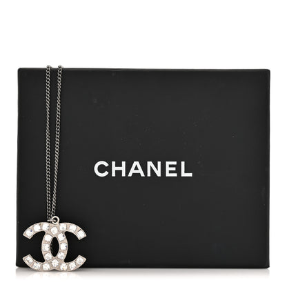 Chanel Baguette Crystal CC Necklace Silver 5 of 5