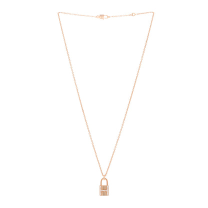 Hermes 18K Rose Gold Diamond Amulettes Cadenas Pendant Necklace 3 of 6