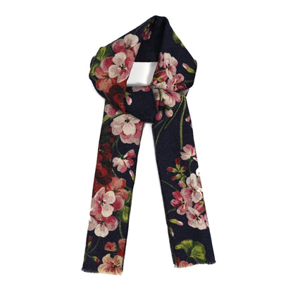 Gucci Wool Jacquard GG Monogram Miniorophin Scarf Midnight Blue Pink 1 of 4