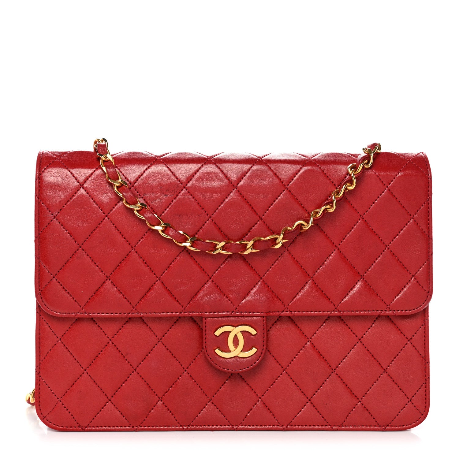 Chanel Lambskin Quilted Medium Single Flap Red 1 of 11
