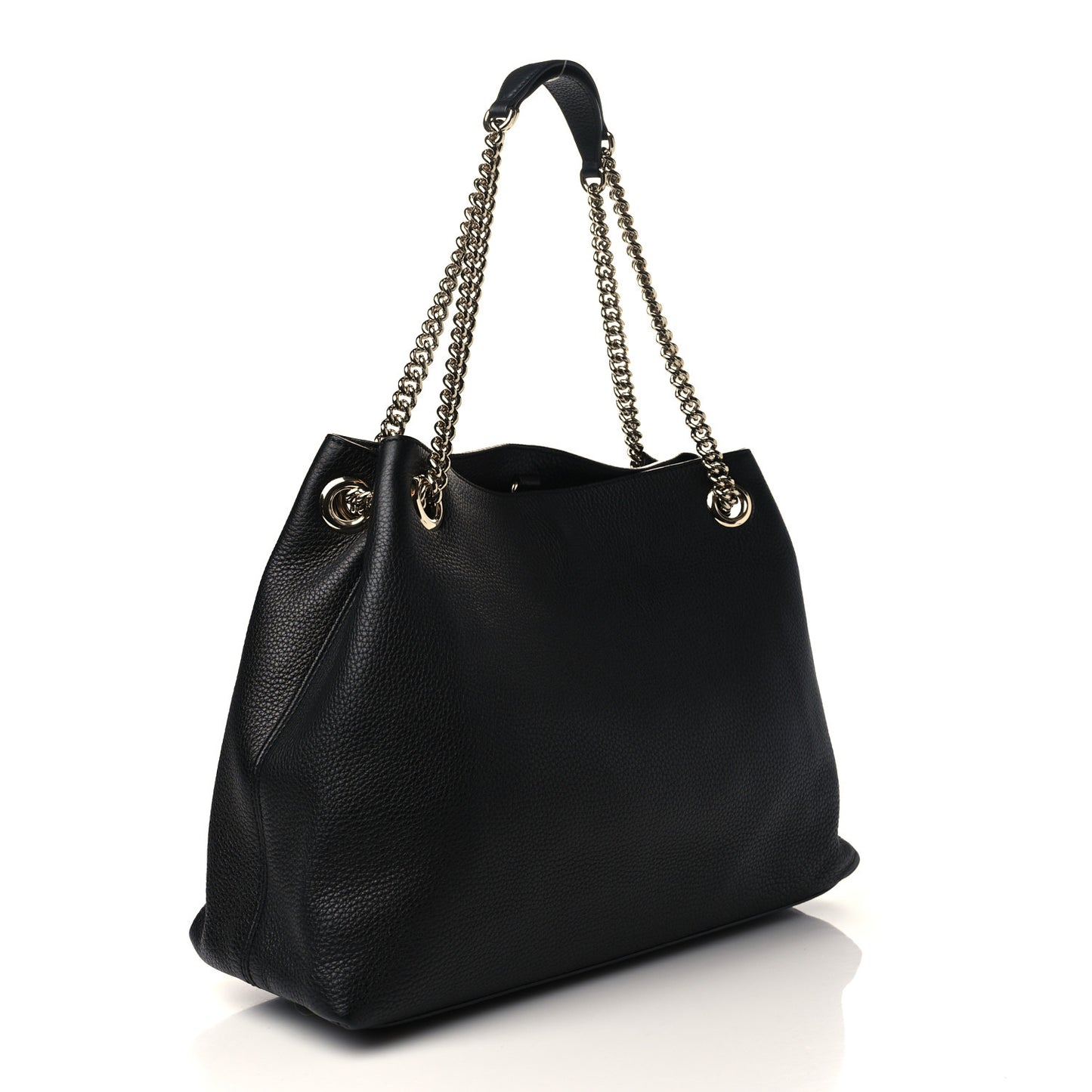 Pebbled Calfskin Medium Soho Chain Shoulder Bag Black