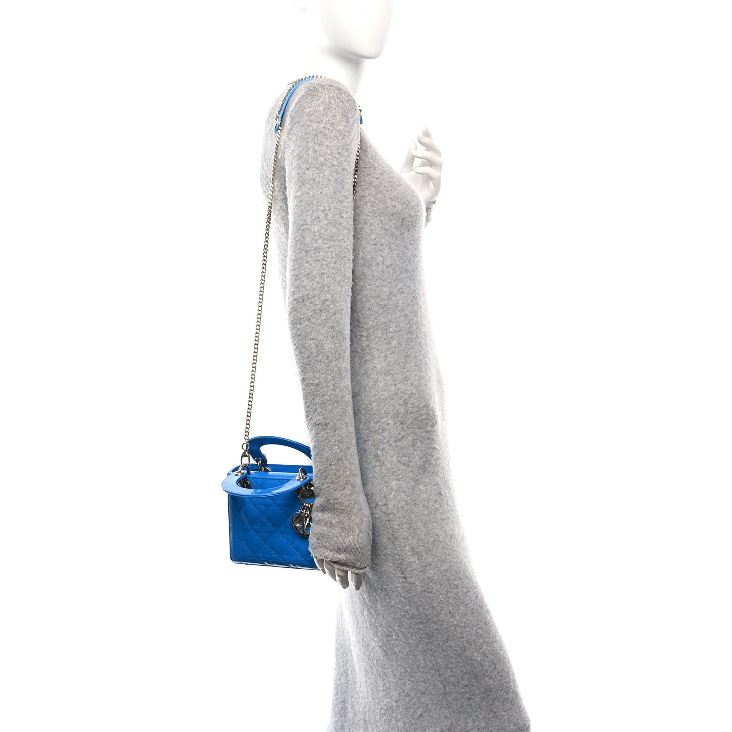 Patent Cannage Mini Lady Dior Blue Dior Blue