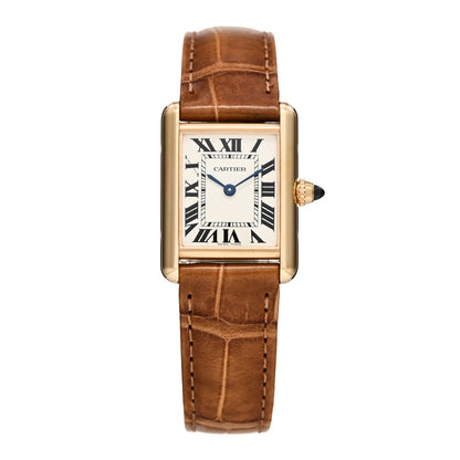 Cartier 18K Yellow Gold Alligator 22mm Tank Louis Quartz Watch Brown Brown 1 of 5