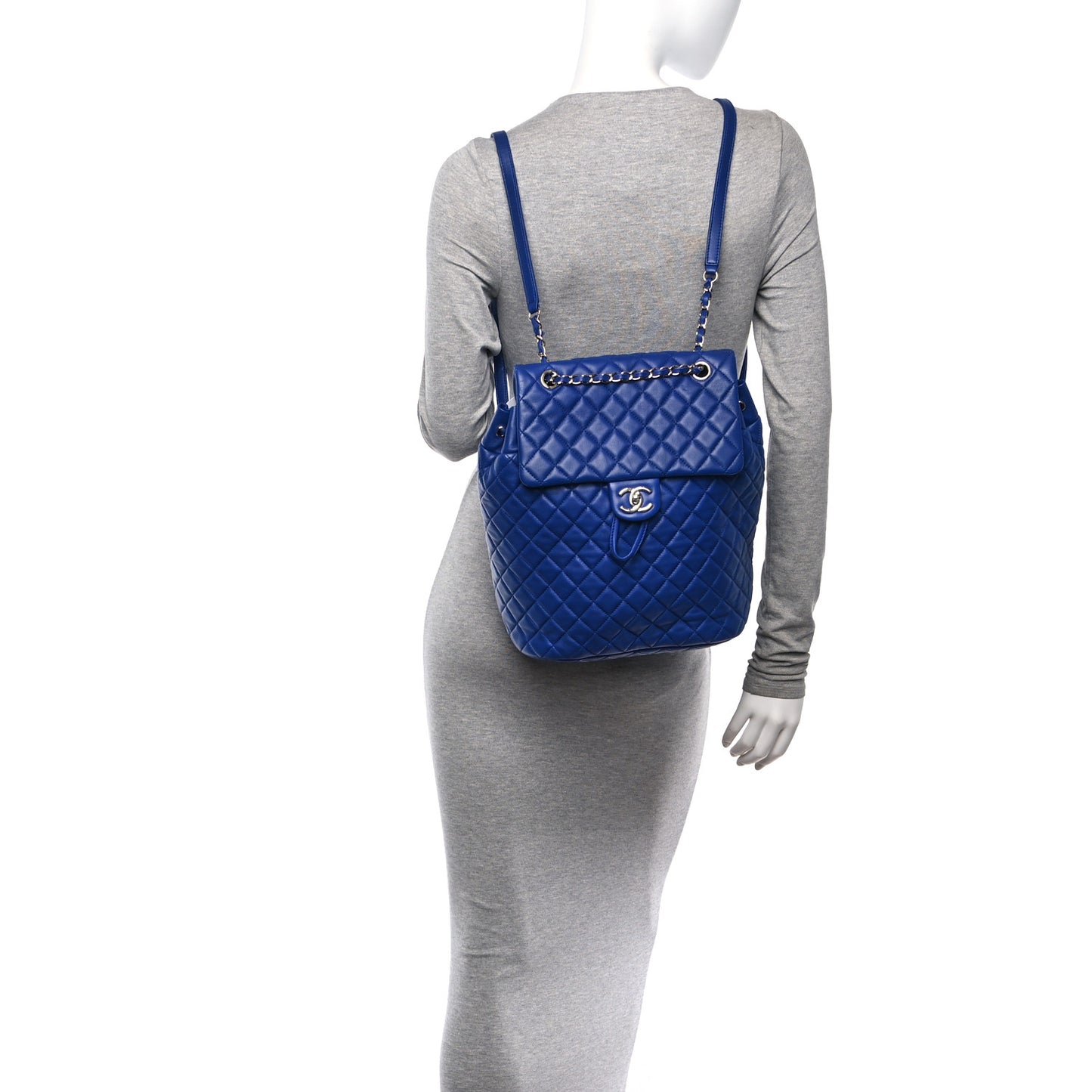 Calfskin Quilted Large Urban Spirit Backpack Navy