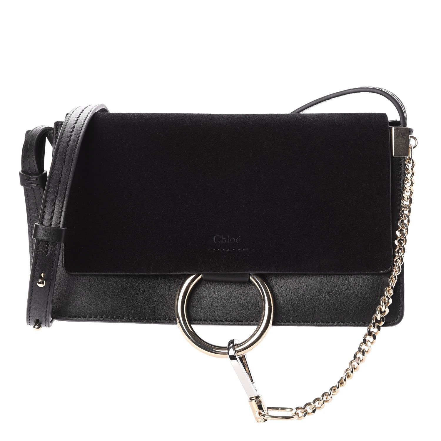 Chloe Suede Calfskin Small Faye Shoulder Bag Black 1 of 7