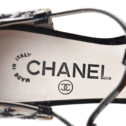 Chanel Patent Houndstooth Beaded Thong Sandals 36 Black 9 of 9