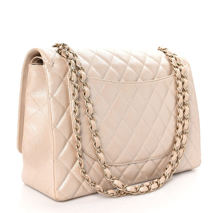 Chanel Iridescent Caviar Quilted Maxi Double Flap Beige 3 of 10