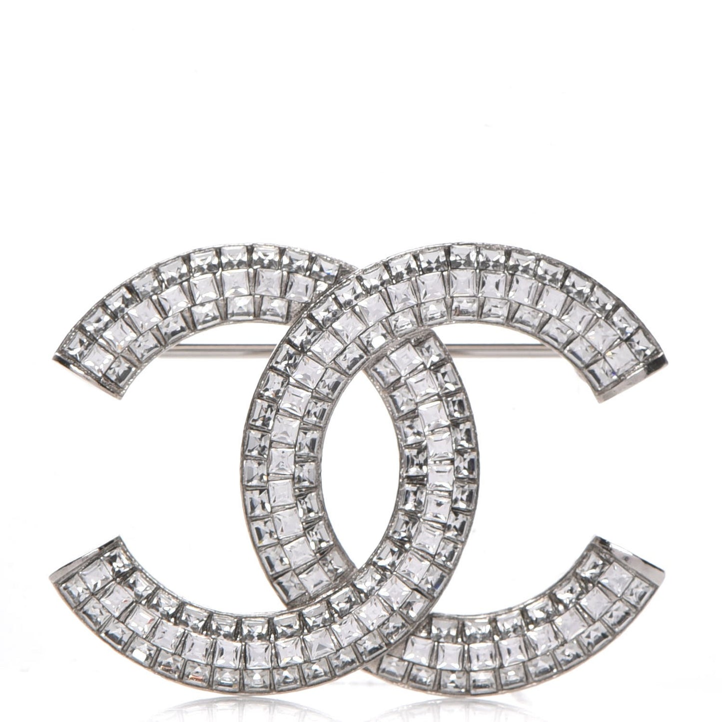 Baguette Crystal CC Brooch Silver