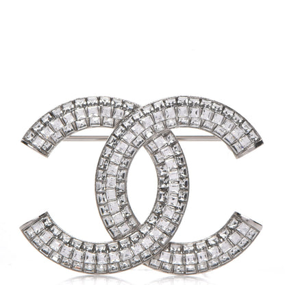 Chanel Baguette Crystal CC Brooch Silver 1 of 5
