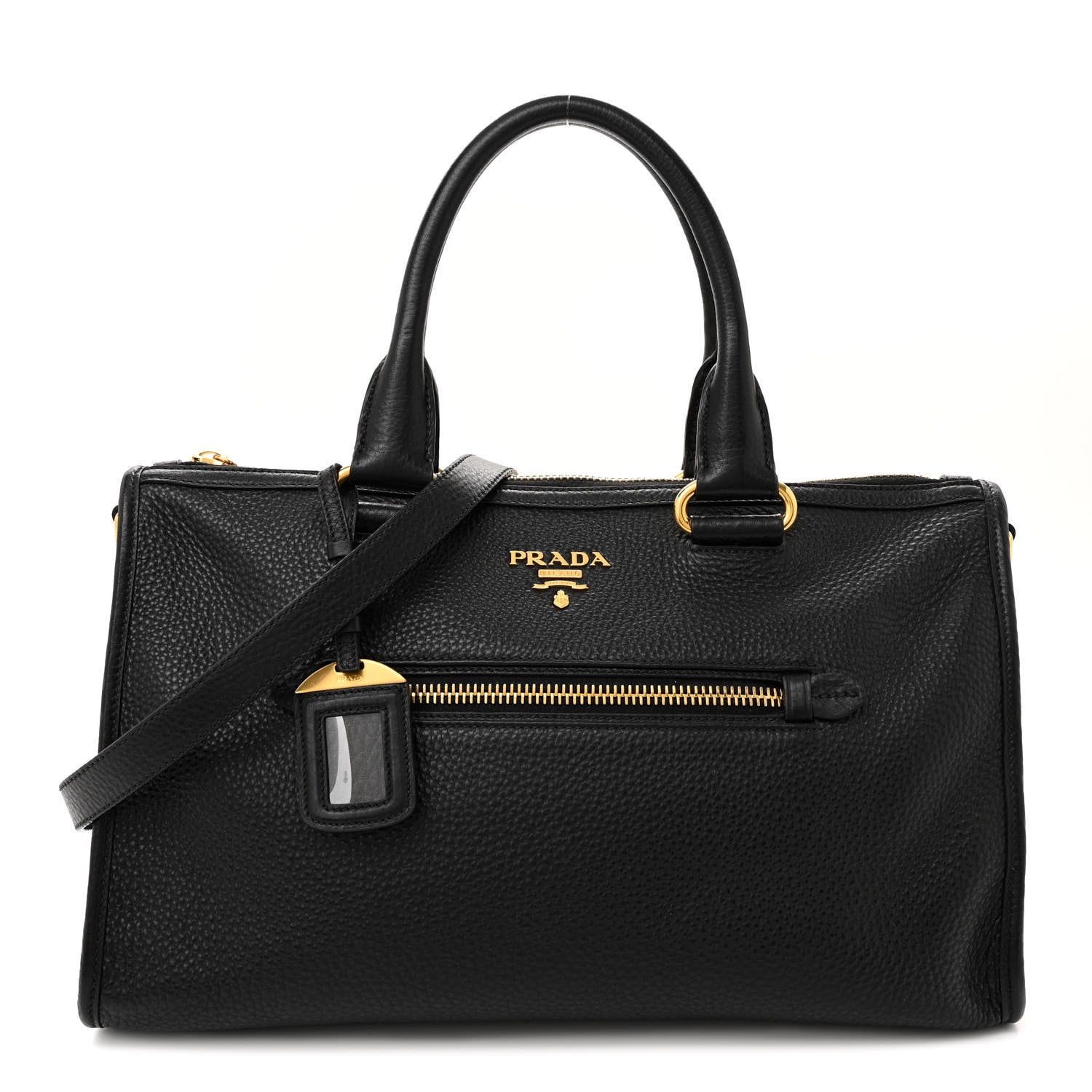 Prada Vitello Daino Shopping Satchel Black 1 of 10