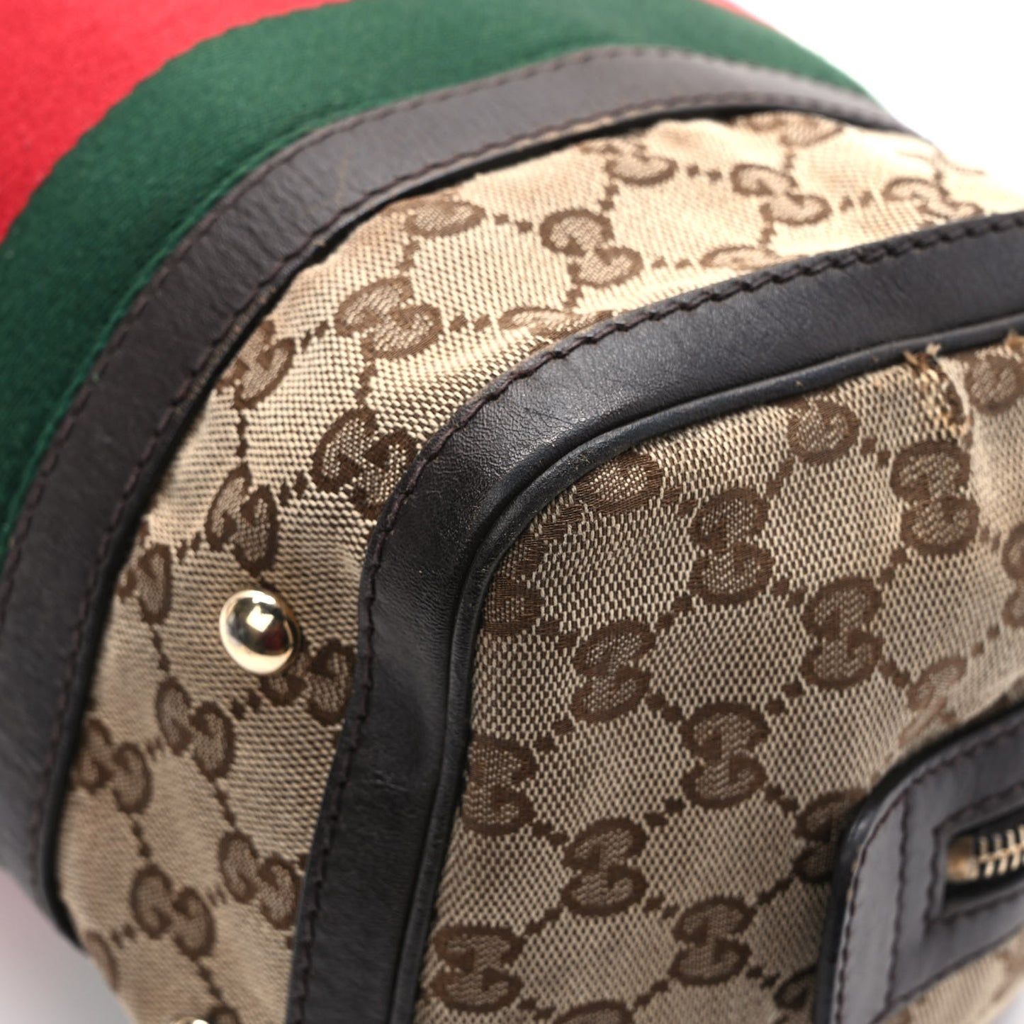 Monogram Vintage Web Small Boston Dark Brown
