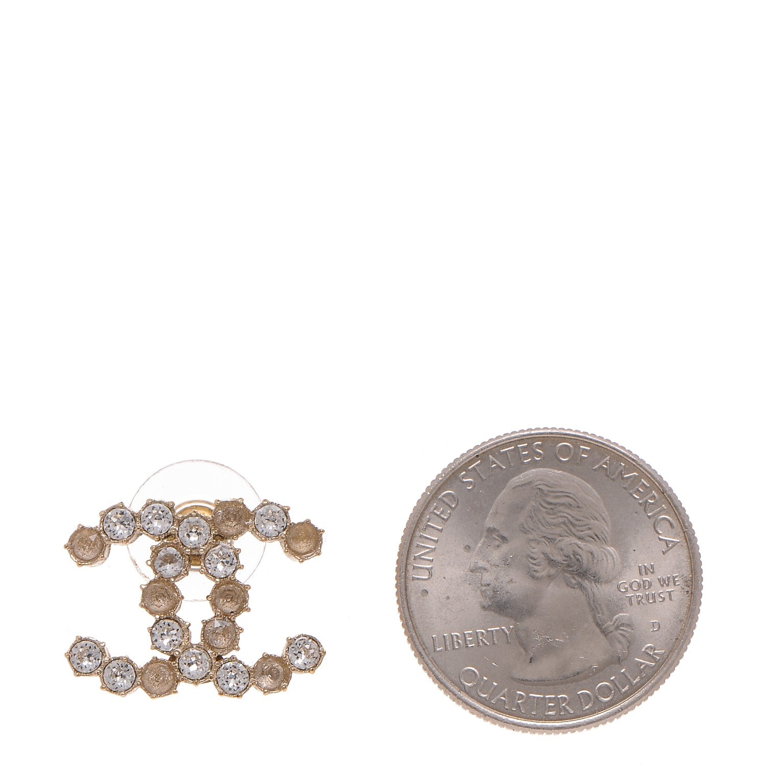 Chanel Crystal CC Earrings Light Gold 2 of 4