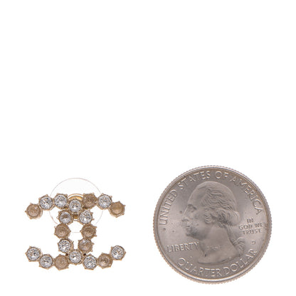 Chanel Crystal CC Earrings Light Gold 2 of 4