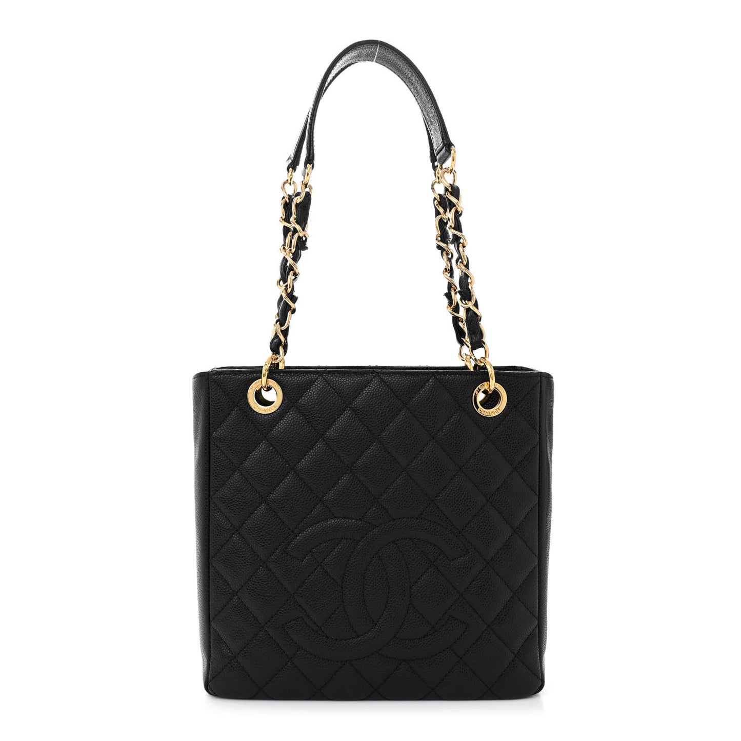 Caviar Quilted Petit Shopping Tote PST Black