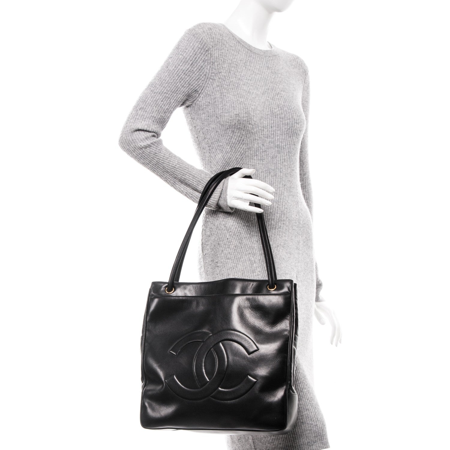 Chanel Lambskin CC Tote Black 2 of 8