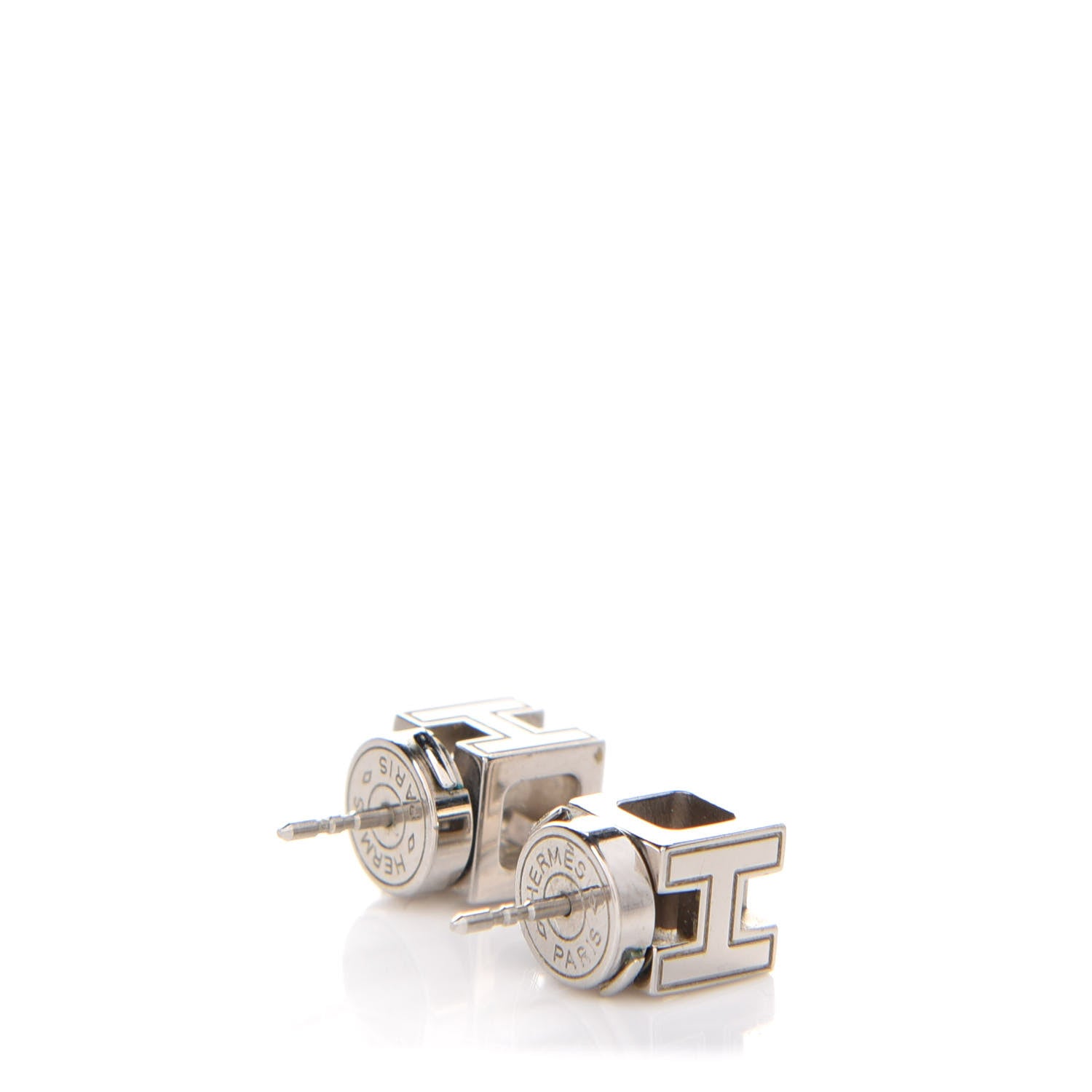 Hermes Palladium Lacquered Cage d'H Earrings Rose Indien 3 of 6