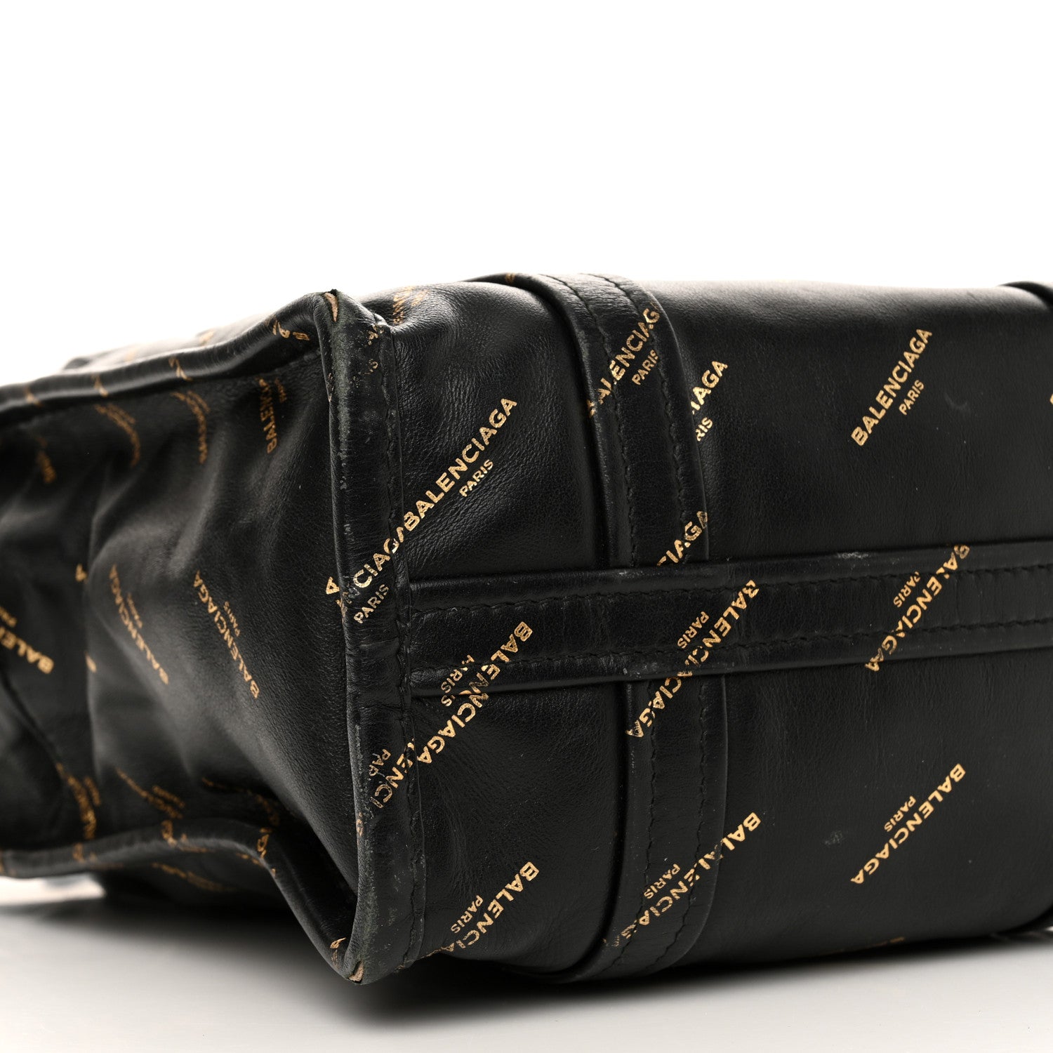 Balenciaga Calfskin Allover Logo XS Bazar Shopper Tote Black Gold 9 of 20