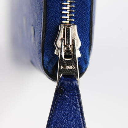 Hermes Ostrich Azap Wallet Bleu Iris 11 of 12