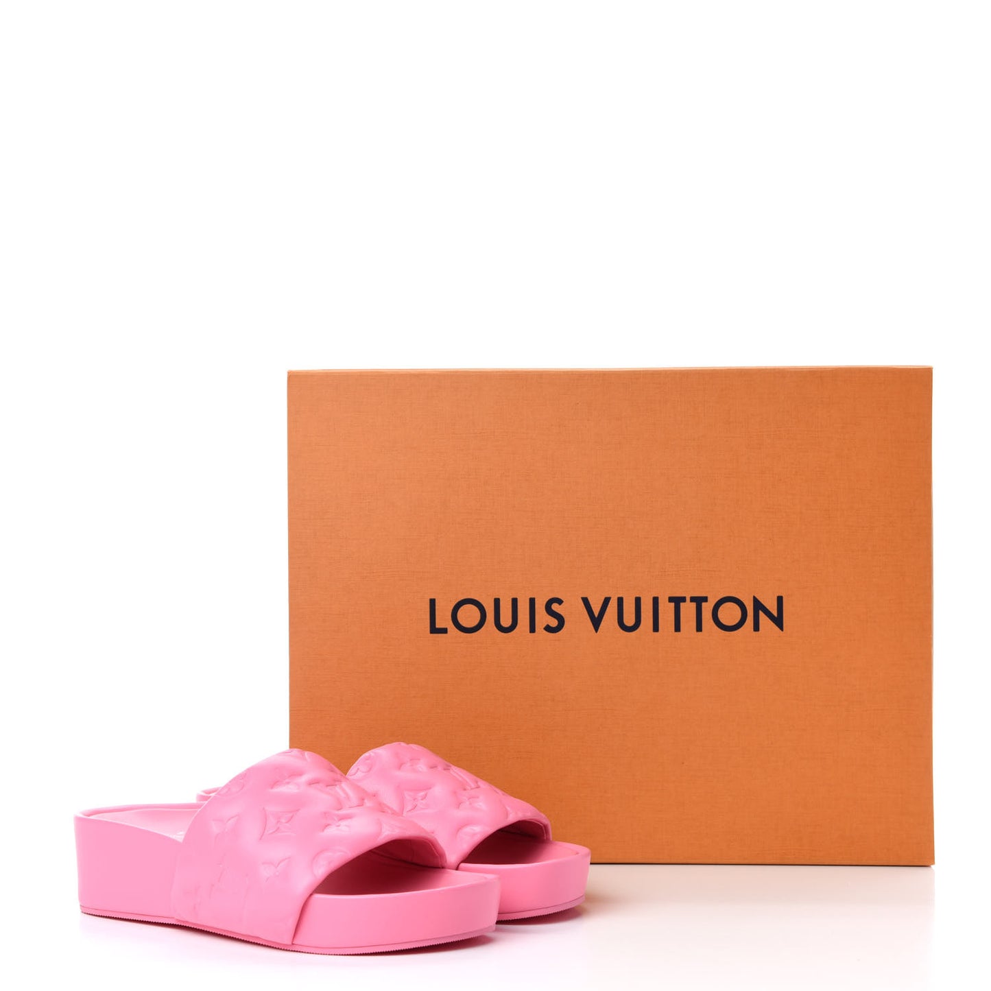 Lambskin Embossed Monogram Jumbo Flatform Mule Sandals 36.5 Rose Pop
