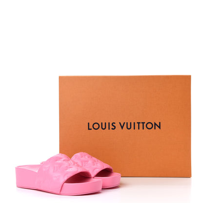 Louis Vuitton Lambskin Embossed Monogram Jumbo Flatform Mule Sandals 36.5 Rose Pop 11 of 11