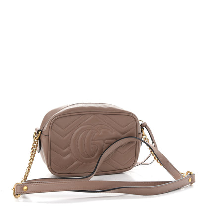 Gucci Calfskin Matelasse Mini GG Marmont Chain Shoulder Bag Porcelain Rose 3 of 9