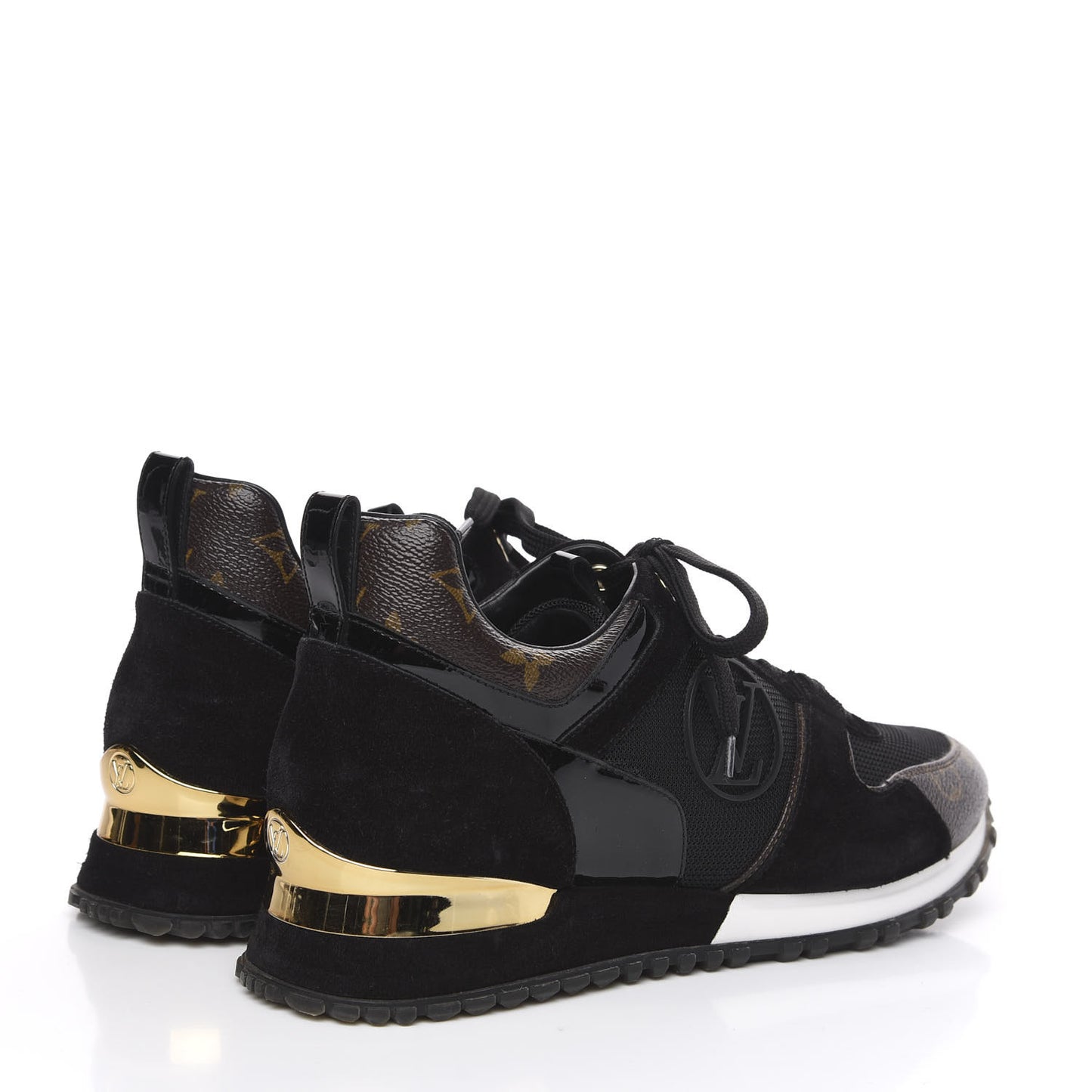 Suede Monogram Run Away Sneakers 39 Black