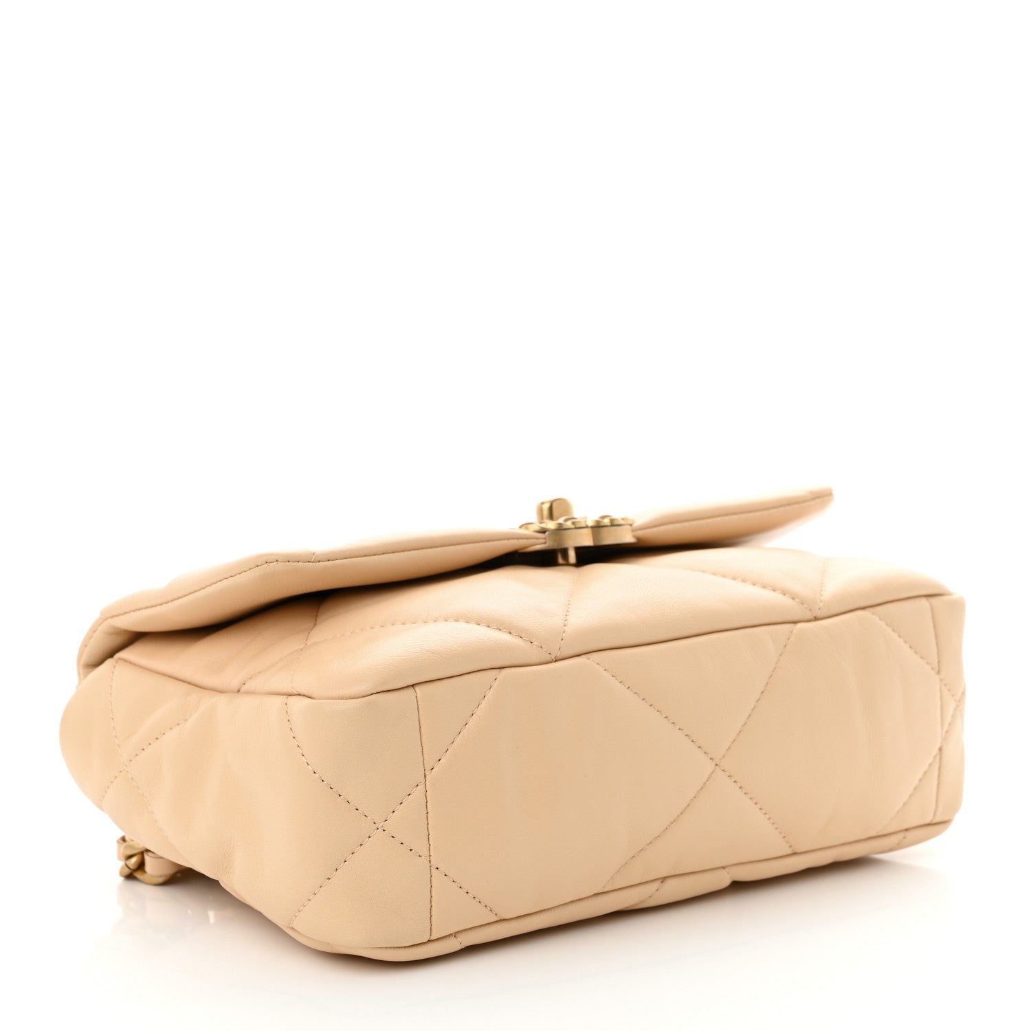 Chanel Shiny Goatskin Quilted Medium Chanel 19 Flap Beige 4 of 11