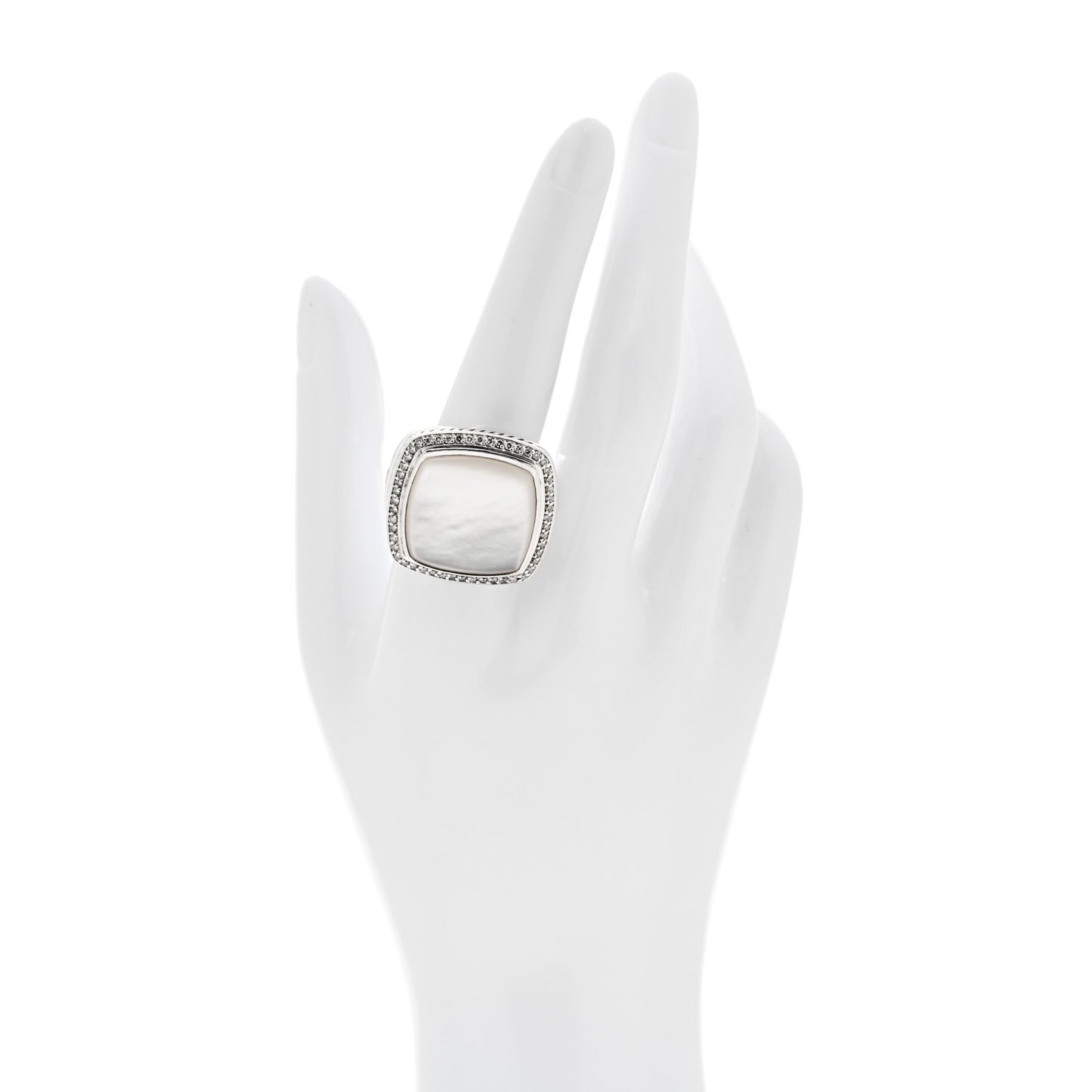 Sterling Silver Diamond Mother of Pearl 20mm Albion Ring 60 9.25