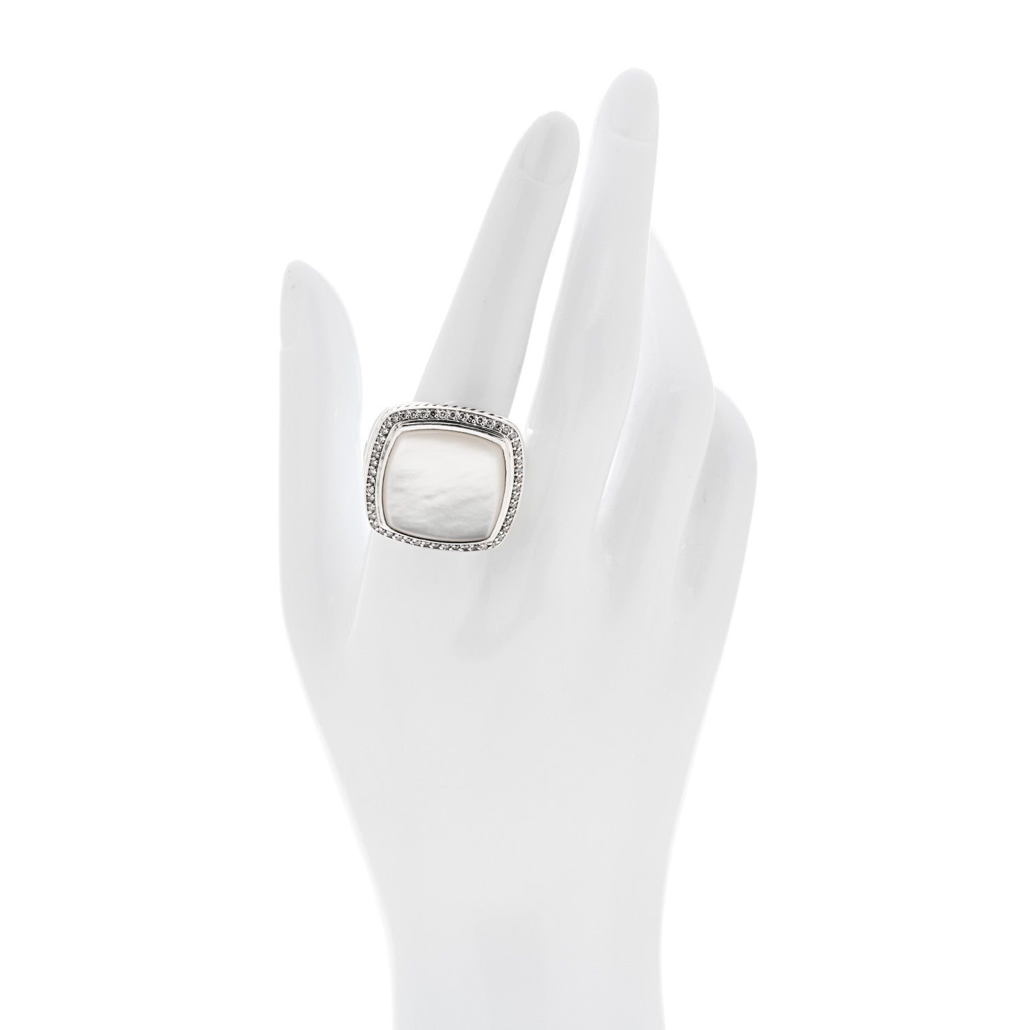 David Yurman Sterling Silver Diamond Mother of Pearl 20mm Albion Ring 60 9.25 2 of 5