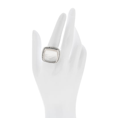 David Yurman Sterling Silver Diamond Mother of Pearl 20mm Albion Ring 60 9.25 2 of 5