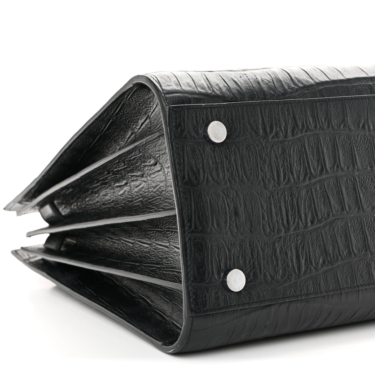 Calfskin Crocodile Embossed Small Sac de Jour Black