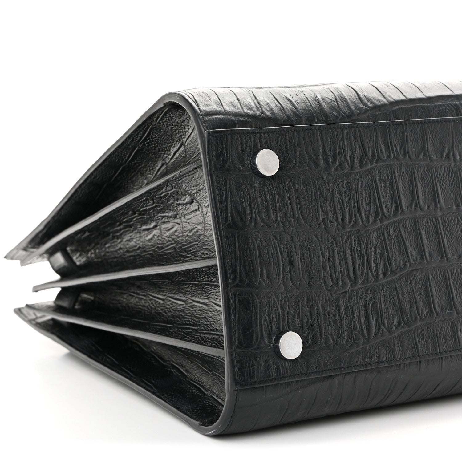 Saint Laurent Calfskin Crocodile Embossed Small Sac de Jour Black 10 of 14