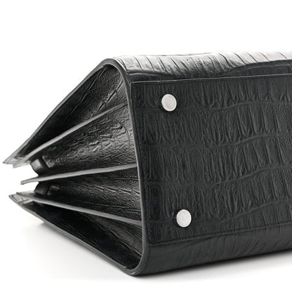 Saint Laurent Calfskin Crocodile Embossed Small Sac de Jour Black 10 of 14
