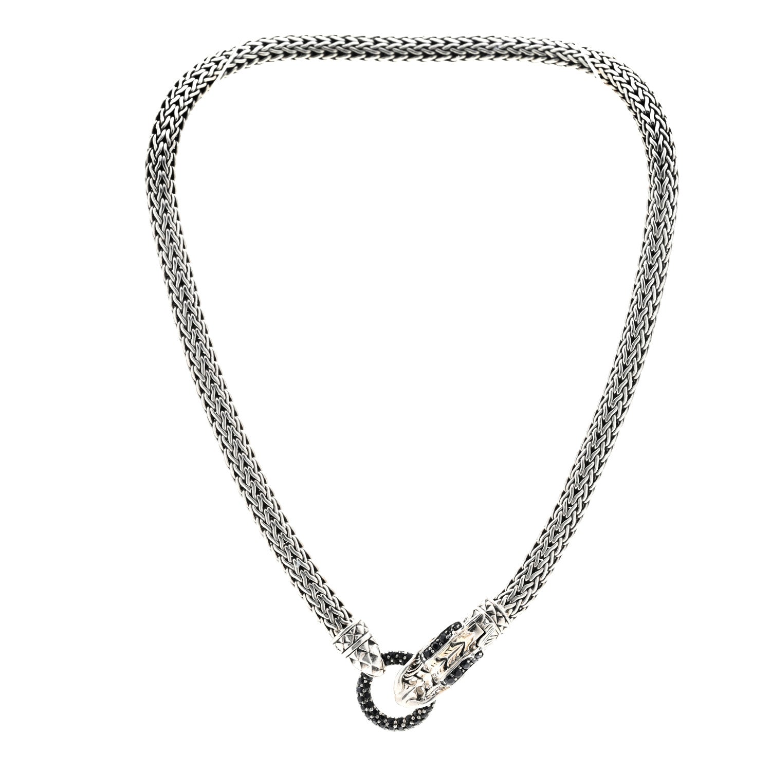 John Hardy Sterling Silver Black Sapphire Legends Naga Necklace 3 of 5