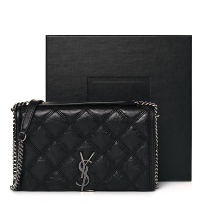 Saint Laurent Lambskin Diamond Quilted Becky Chain Wallet Black 13 of 13
