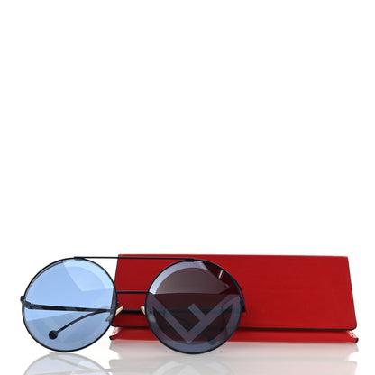 Fendi Metal F is Fendi Printed Run Away Round Frame Sunglasses FF 0285/S Black 8 of 8