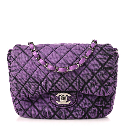 Chanel Washed Denim Quilted Small Denimpression Flap Violet Purple Black 1 of 9