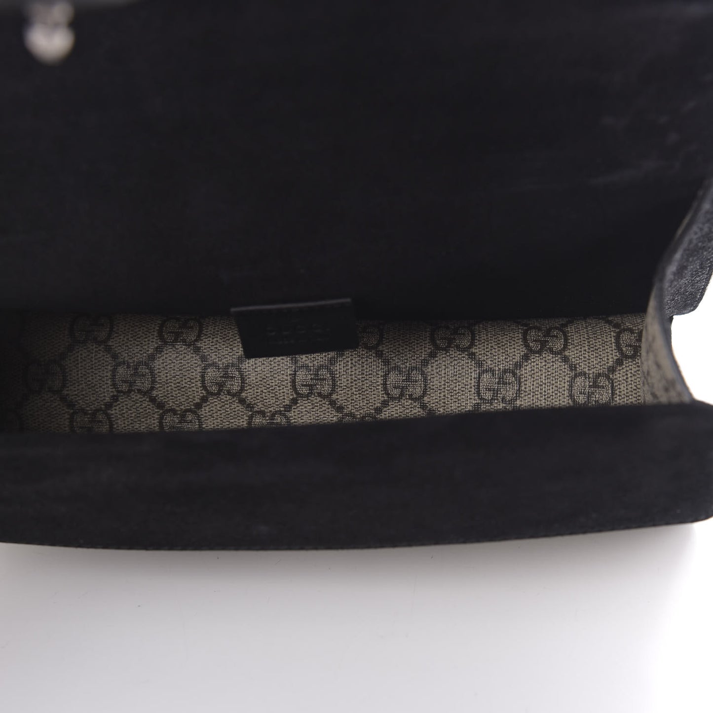 GG Supreme Monogram Suede Crystal Small Dionysus Shoulder Bag Beige Ebony Black