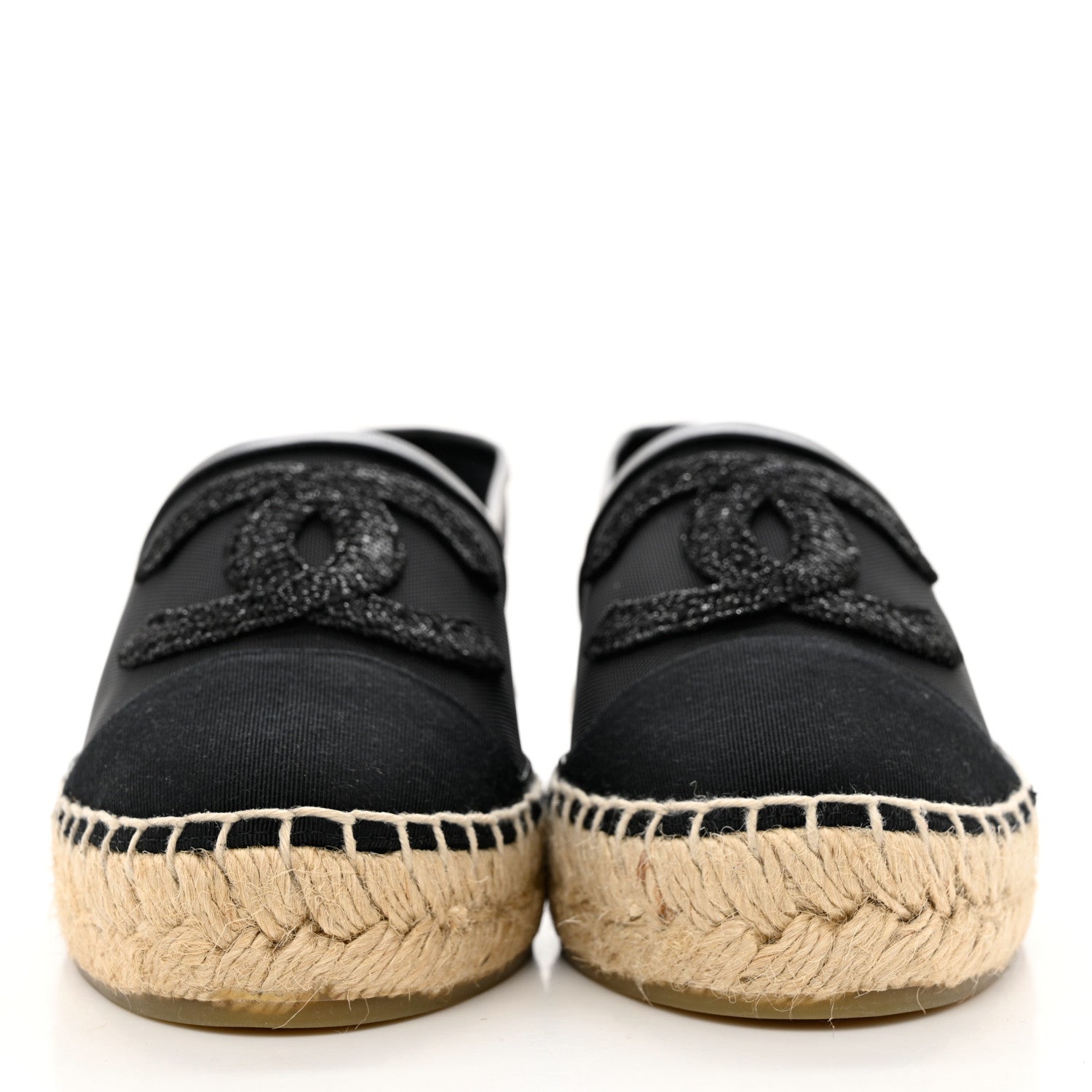 Chanel Mesh Grosgrain CC Espadrilles 35 Black 2 of 10